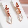 1 Pair Luxury Red Zircon Long Earrings Gold Color Dangle Earrings for Women Bridal Wedding Fine Jewelry