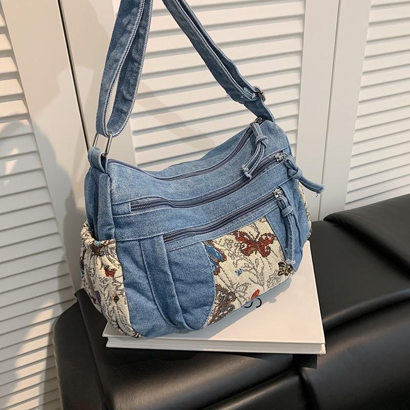 Джинсовая сумка Многосекционная сумка через плечо Женская сумка на плечо