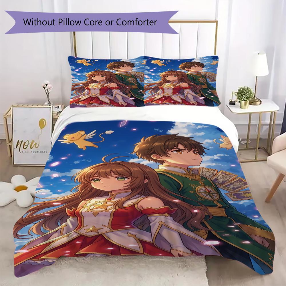 Набор наволочек и пододеяльников с принтом Cardcaptor Sakura, постельное белье в аниме-стиле, идеальный подарок для каждого фаната аниме.-Xin