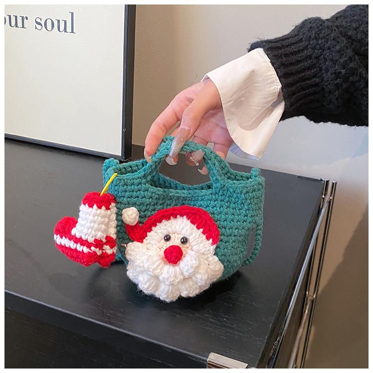 Новые модные мультяшные сумки через плечо 2025 года, рождественская вязаная крючком сумка ручной работы из пряжи, креативная сумка-мессенджер для мобильного телефона в форме Санта-Клауса, снеговика, тыквы