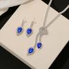 Персонализированные геометрические серьги-капли воды Женский легкий роскошный высококлассный набор ювелирных изделий с бриллиантовой цепочкой на ключицу в стиле холодного ветра