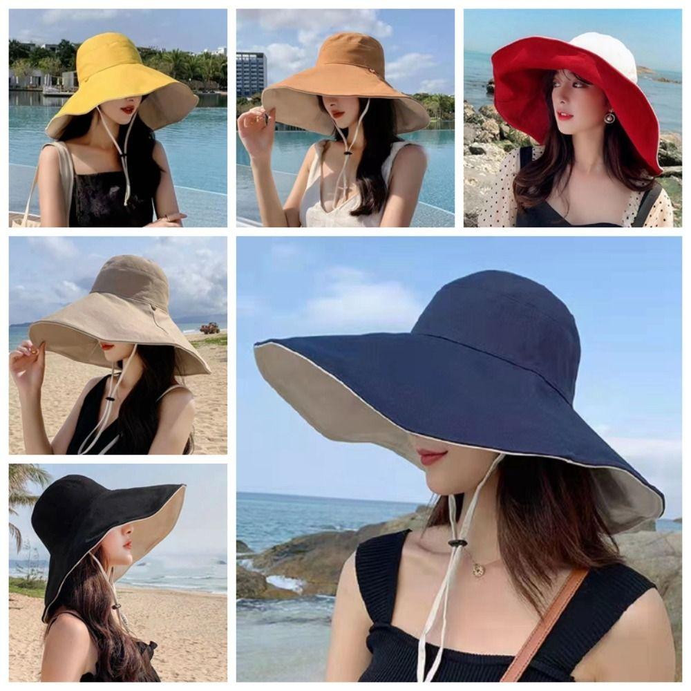 UV Protection Sunscreen Sun Hat Solid Color Hiking Bucket Hat Fashion Women Fisherman Hat Ladies