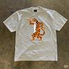 2026 Funny Dancing Animal Family Matching Print Tshirt Adults Kids Cartoon Tiger Graphic Loose Short Sleeve Casual Street Tee