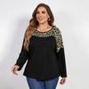Women’s Leopard Print Patchwork Shirt Crew Neck Long Sleeve Loose Casual Summer Shirt Lightweight Breathable Comfortable Fashion Commute Plus Shirt