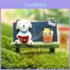 Cute Cartoon Dog Flower Bench Reading Scene Model For Desk Decor And Photography Props