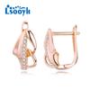 LSOOYH серьги-клипсы цвета розового золота, модные серьги для женщин, серьги-гвоздики с полым цирконием, ювелирные изделия