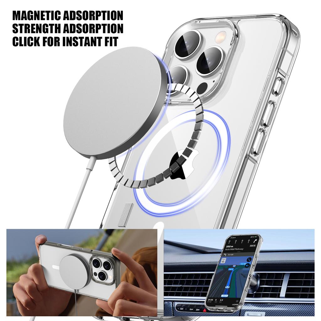 KEYSION Прозрачный чехол MagSafe для iPhone 16 Pro Max Silicone+PC Противоударный прозрачный чехол для задней панели телефона для iPhone16 15 Pro Max