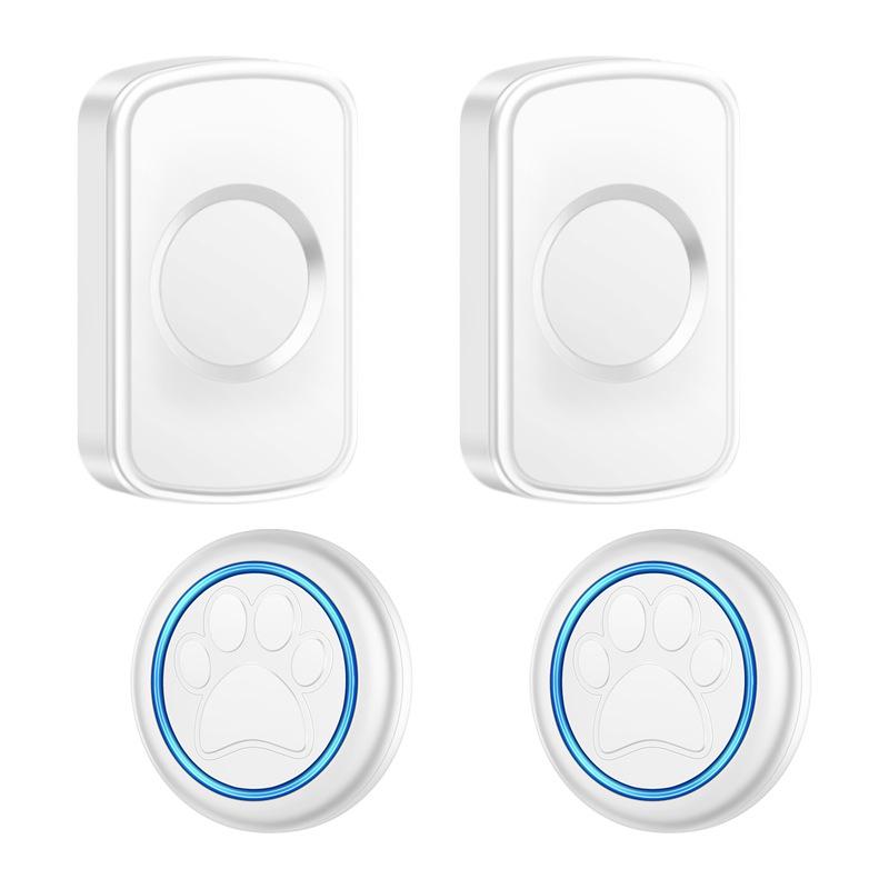 Pet Wireless Doorbell: Training Touch Call System for Cats & Dogs with 2 Transmitters & 2 Receivers
