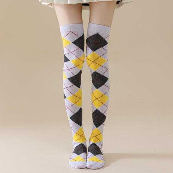 1 пара зимних носков с ромбовидным принтом, теплые, очень свободные, чулки контрастного цвета для повседневной носки и танцев