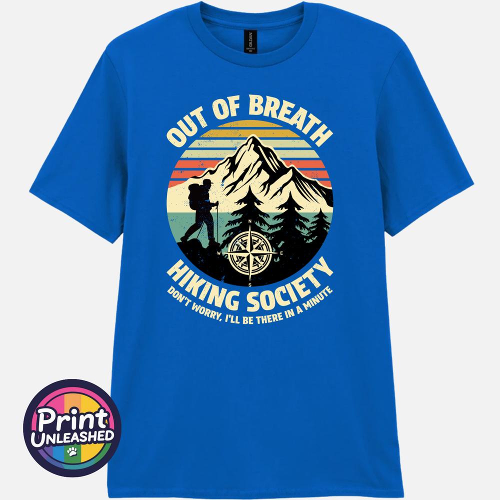 Out Of Breath Hiking Society T Shirt Funny Hiking Tee Walker Trekking Gift S2XL