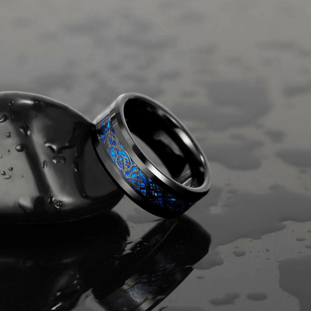 Очаровательные кольца для пар для мужчин, кольцо из нержавеющей стали с кельтским драконом, сердце, черный циркон, женские обручальные кольца, комплект ювелирных изделий на день Святого Валентина