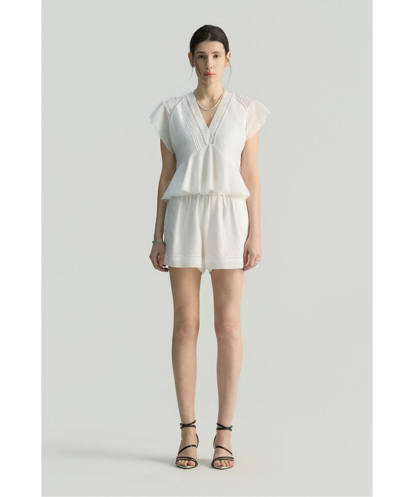 IROWOMEN Daviniaspe Lace Panel Banding Shorts Iopom26107Ivx