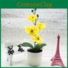 Four Flower Simulated Phalaenopsis Artificial Green Plant Potted Decor Indoor