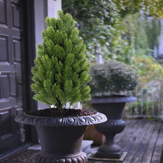 Искусственное топиарное дерево из кедра с колышком, реалистичное, искусственные кедровые сосны, рождественская елка, устойчивые к УФ-лучам, имитированные кустарники для крыльца, наружный декор