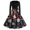 Women's Fashion Casual Square Neck Slim Christmas Printed Long Sleeve Dresses
