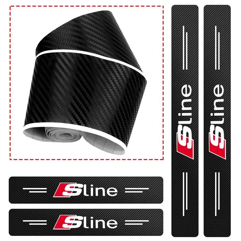 2026 Hot 4Pcs Carbon Fiber Car Door Edge Sill Protector Strip Emblems 3D Stickers For Audi A4 A3 A5 A6 A7 A8 Q3 Q5 Q7 Q8 B5 B6 B7 B8 B9