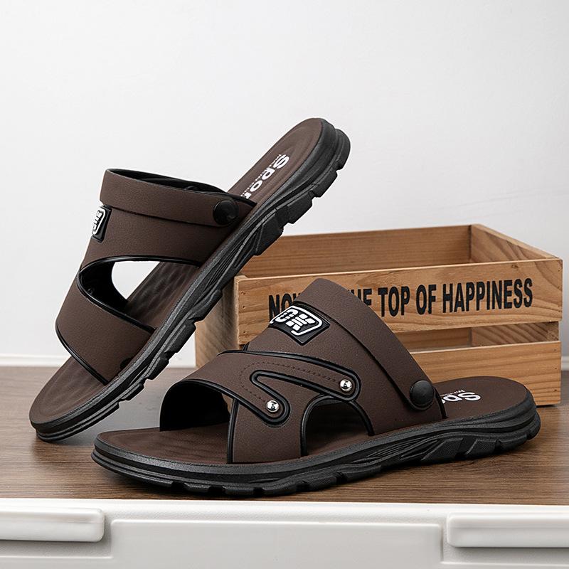 Закажите на размер больше Летние модные стильные уличные тапочки Нескользящие износостойкие пляжные мужские сандалии