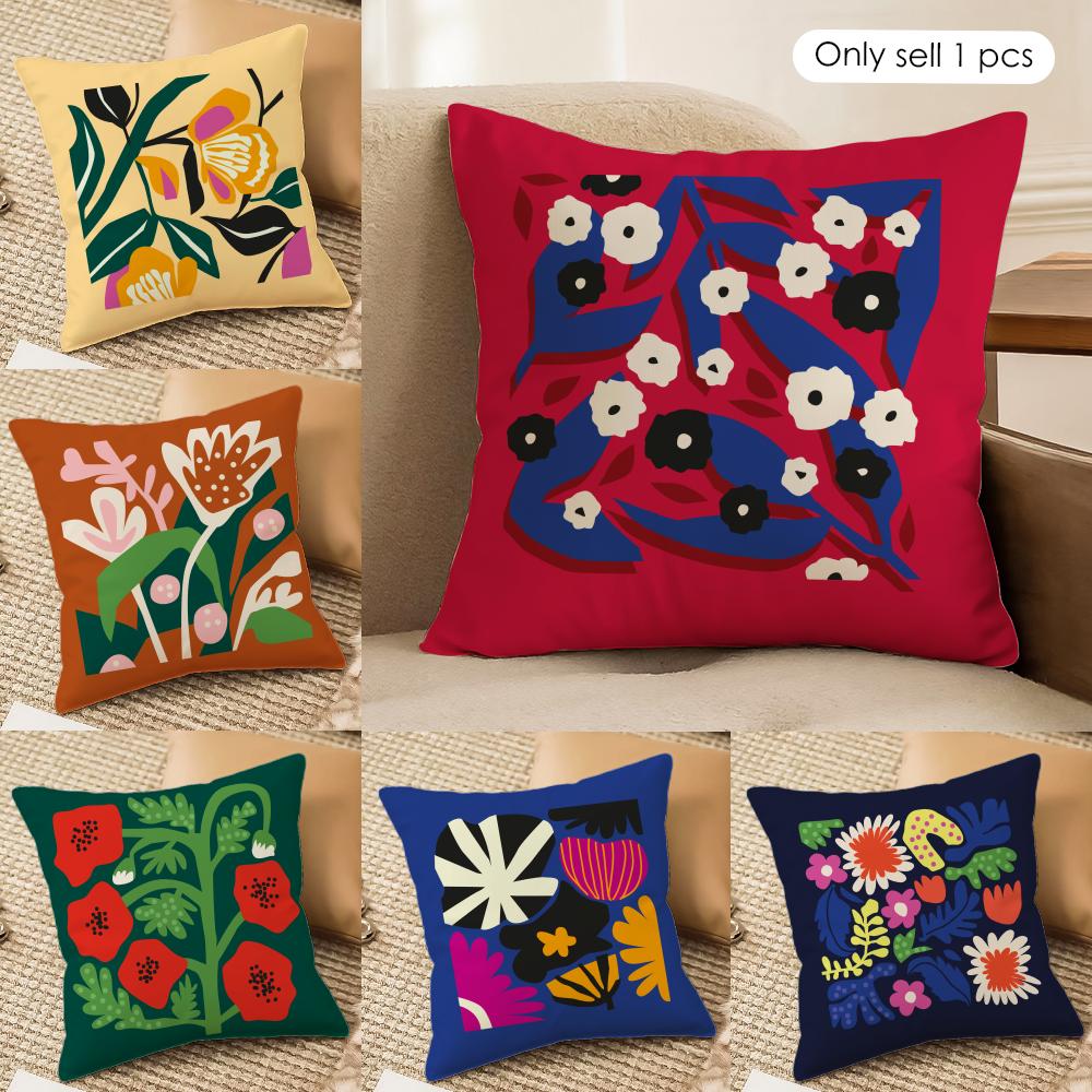 Flower Cushion Cover Soft Plush Fabric DoubleSided Printed Cushion Covers for All Seasons Modern Home Decor