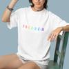 Freedom T-Shirt Rainbow Gradient Letter Graphic Tee Unisex Casual Minimalist Top