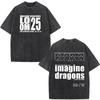 Imagine Dragons Loom World Tour Vintage Washed T Shirt Rock Band Tshirt Unisex Women Aesthetic Trendy Cotton Short Sleeve T Shirt