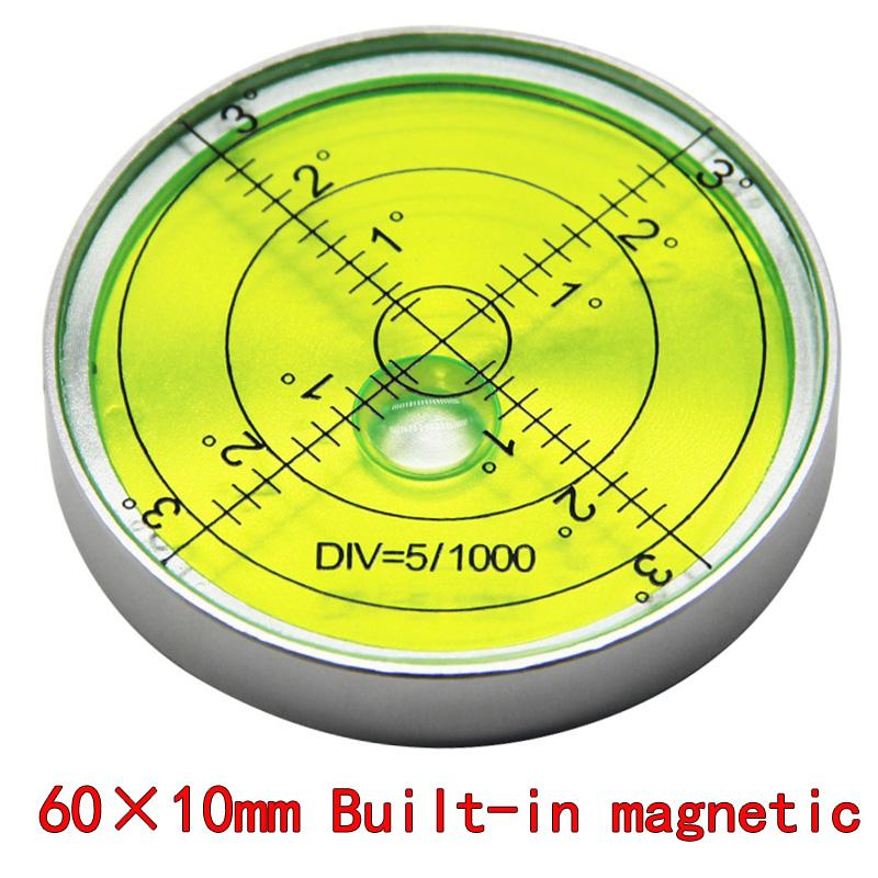 Magnetic Level Meter Mini Metal Level Bead High Precision Horizontal Bubble Round Small Household Level Bubble 60*10mm