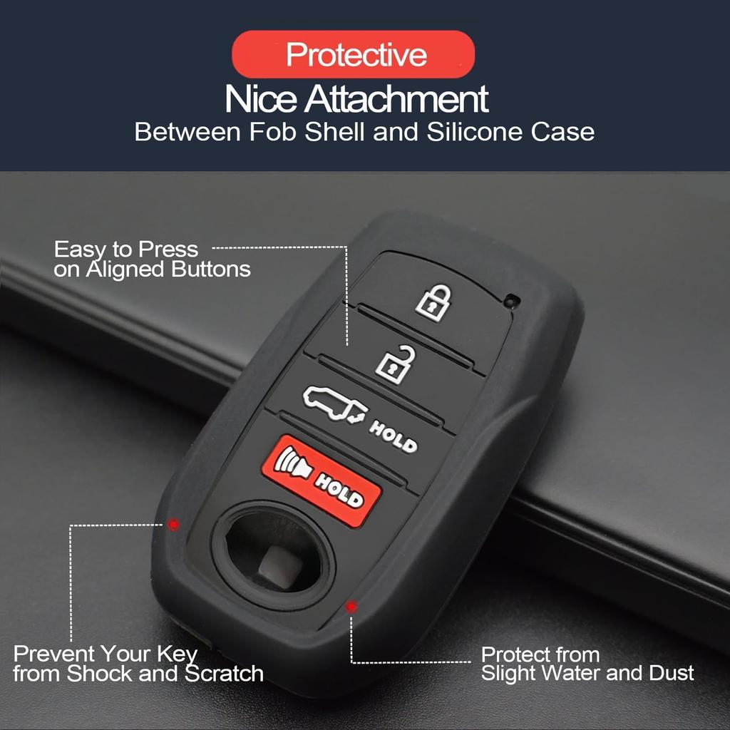 2pcs Compatible with Toyota Tacoma Prius Venza Corolla Crown Sequoia Tundra Grand Highlander RAV4 Prime Mirai Smart 4 Buttons Key Fob Cover Case Key