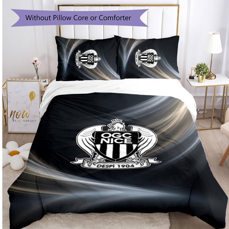 OGC Nice FC Printed 3PCS Bedding Set Breathable Duvet Cover with Pillowcases Decorative Bed Linen for Bedroom Home