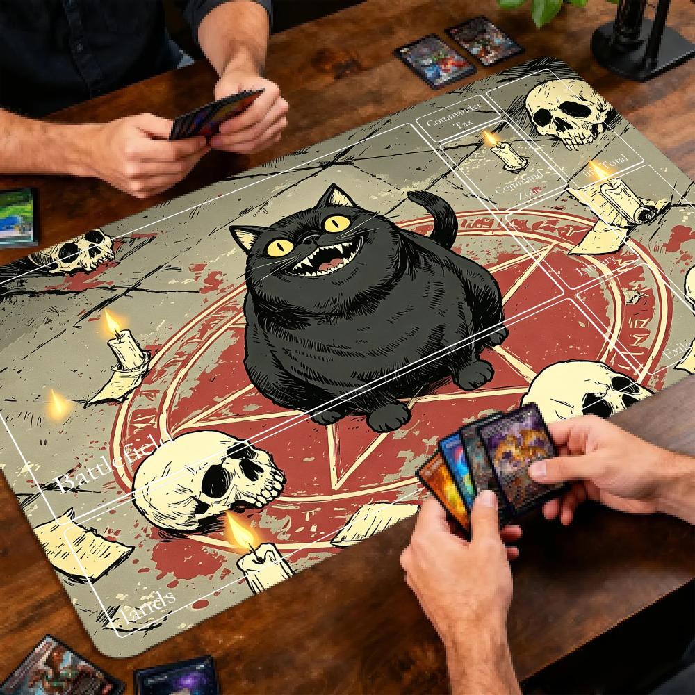 Dark Fun Black Cat Magic Party Play Mat Durable Rubber for MTG&TCG Games 35X60cm Mouse Pad PC Offices Desk Mats Friendly Design