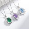 2026 Colored Treasure Ice Flower Cut Oversized Pigeon Egg Necklace Burst High Carbon Diamond Sunflower Pendant