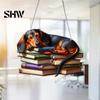 Pet Themed Car Ornament Dachshund Hanging Ornament, Acrylic Window Sun Catcher, Cute Dog Decoration for Home Room Decor, Front Porch Decorative