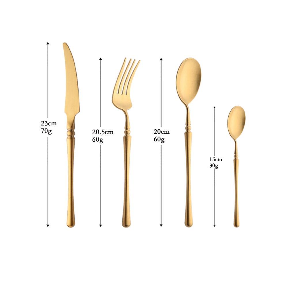 Золотой матовый набор посуды, высокое качество, изысканная посуда из нержавеющей стали 304, нож, вилка, кофейная ложка, столовые приборы, набор столовых приборов
