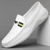 Новые туфли для мужчин Кожаные повседневные туфли Весна Лето Белые туфли на плоской подошве Молодежные уличные легкие классные мокасины без застежек