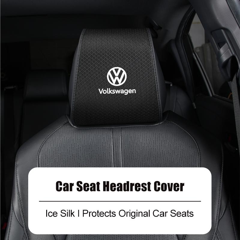 Car seat covers Summer Ice Silk Car Headrest Cover For Volkswagen VW Scirocco Jetta Beetle Golf Tiguan Sharan Touran key case QQ2