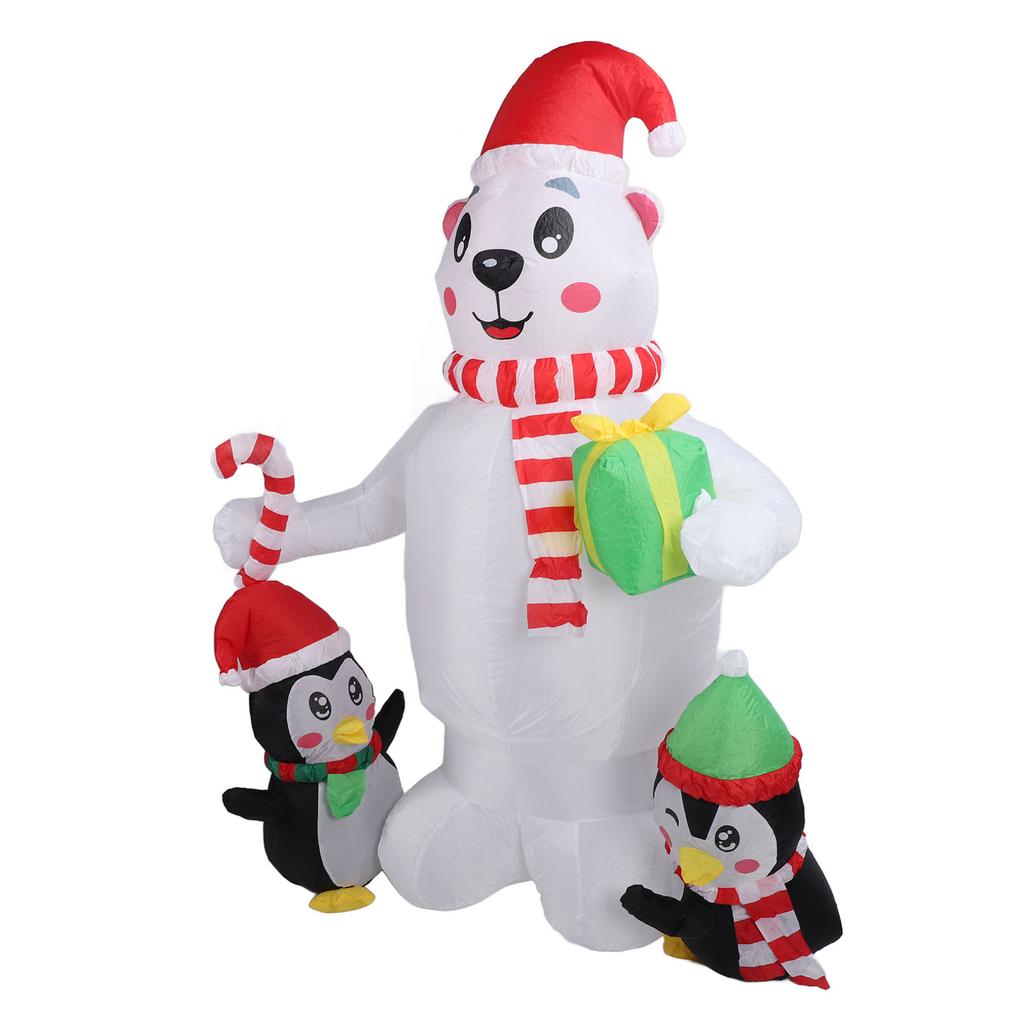 5.9 футов надувное рождественское украшение Пингвин медведь с красочным светом милый надувной декор для двора
