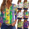 Women's T Shirt Print Button 3/4 Sleeve Daily Weekend Fashion Basic V- Neck Regular Top
