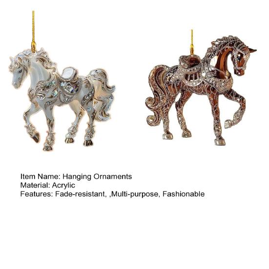 Рождественские украшения в виде лошадей 2D акриловая подвеска для подвешивания талисман для зеркала автомобиля для домашнего декора брелок и аксессуар для сумки