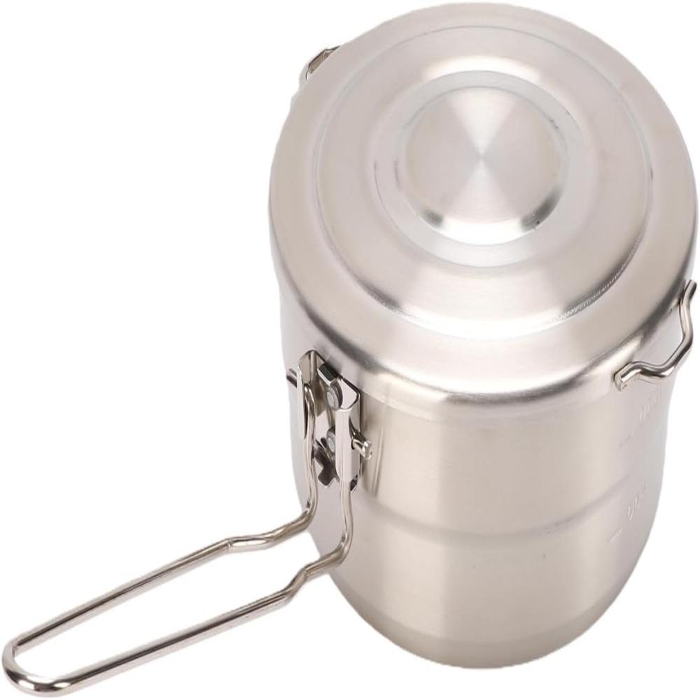 Folding Handle 304 Stainless Steel Lunch Box With Lid Outdoor Cookware Backpacking