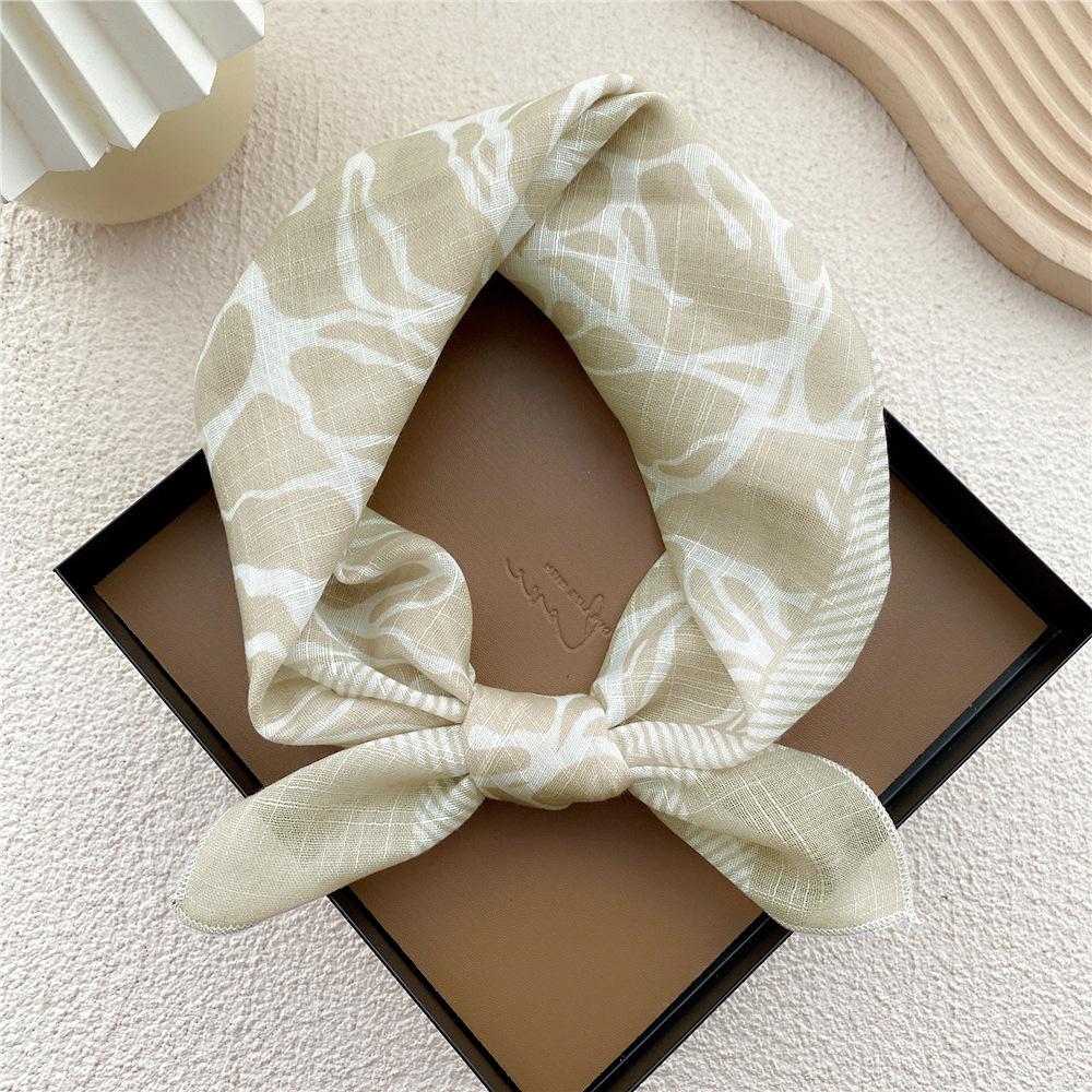 Маленький квадратный шарф из хлопка и льна, шелковый шарф, женский, весна и осень, новый стиль, художественный и универсальный, модный, темпераментный шарф-повязка на голову