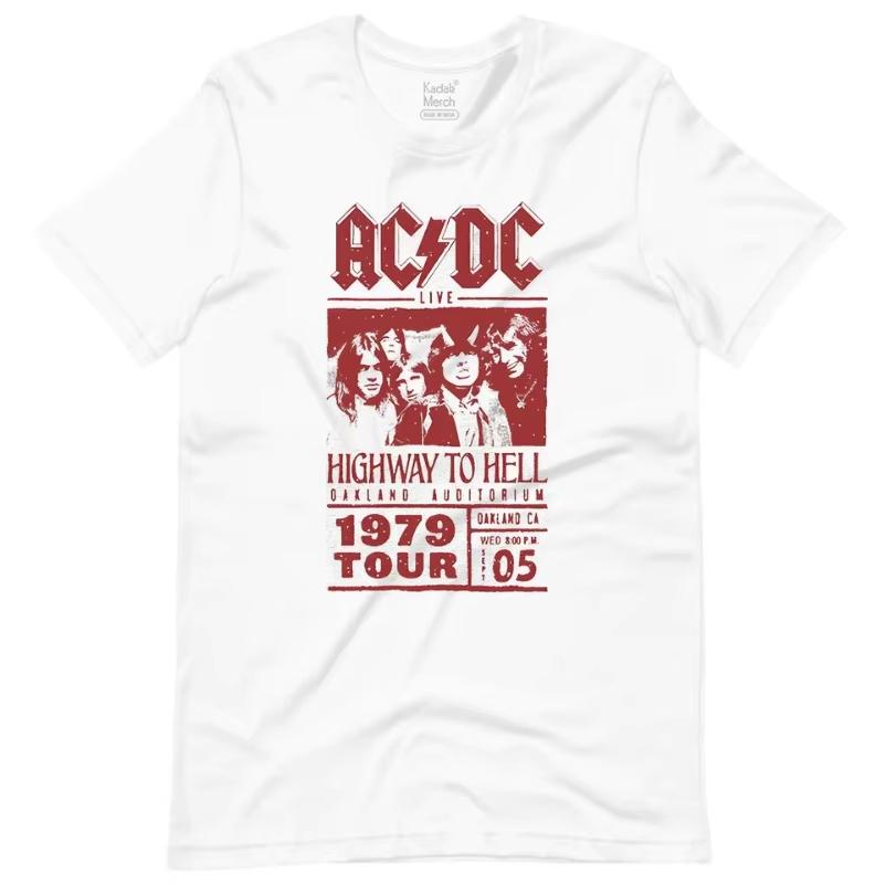 Панк 80-х ACDC Американский Винтаж Уличная Мода Винтаж Летняя Мужская и Женская Футболка с Коротким Рукавом