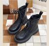 Осенне-зимние женские ботильоны из хлопка, классические коричневые, черные кожаные туфли в готическом стиле в стиле панк, короткие ботинки на среднем каблуке, туфли на платформе