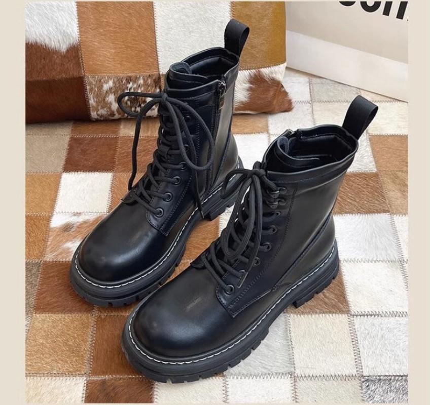 Осенне-зимние женские ботильоны из хлопка, классические коричневые, черные кожаные туфли в готическом стиле в стиле панк, короткие ботинки на среднем каблуке, туфли на платформе