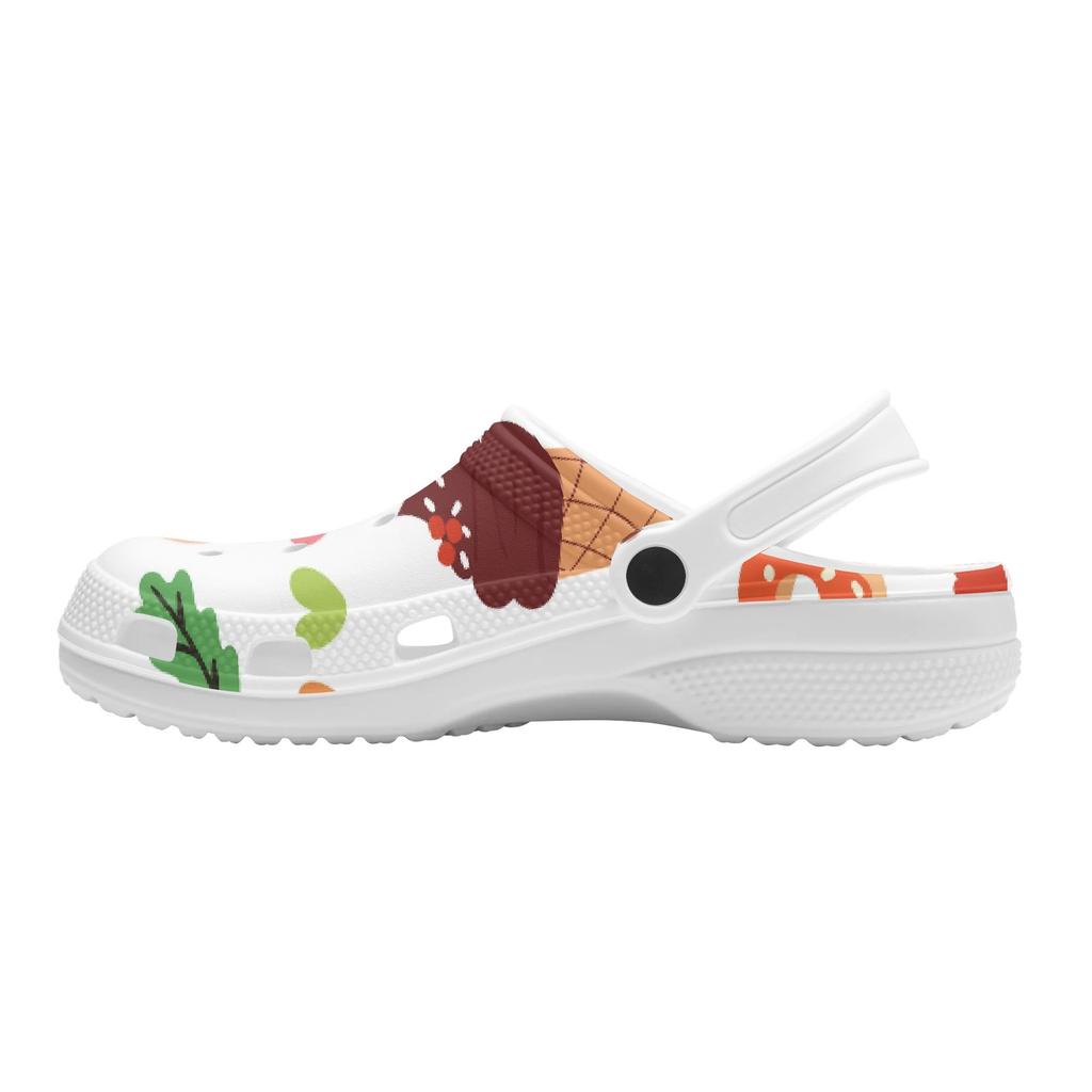 for Unisex Adults White Printed EVA Clogs Easy Clean Soft Slip On Garden Shoes Beach Pool Bathroom Home Beach Sandals Comfort Fit
