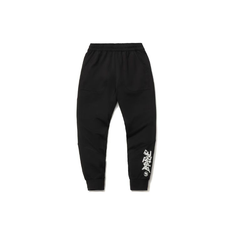 Женские брюки Li Ning Badfive Sports Basketball Series с принтом букв, дышащие, с манжетами, черные AKLR156-1