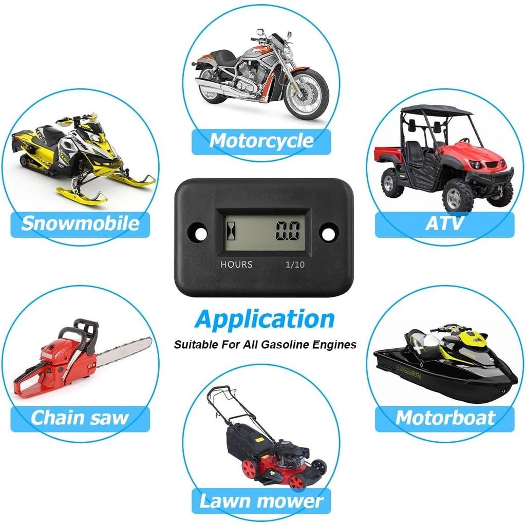 Автомобильный цифровой индуктивный счетчик моточасов, водонепроницаемый IP68 для газового двигателя, генератора, датчика температуры, газонокосилки, триммера, UTV, кустореза, мотоцикла и т. д.