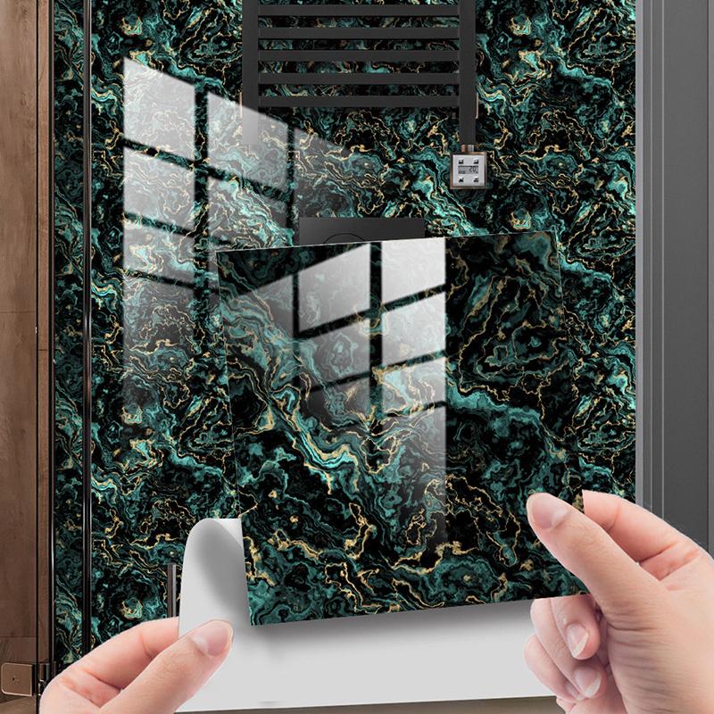 10pcs/set Bathroom PVC Fake Marble Tile Sticker Crystal Wall Sticker Self-adhesive