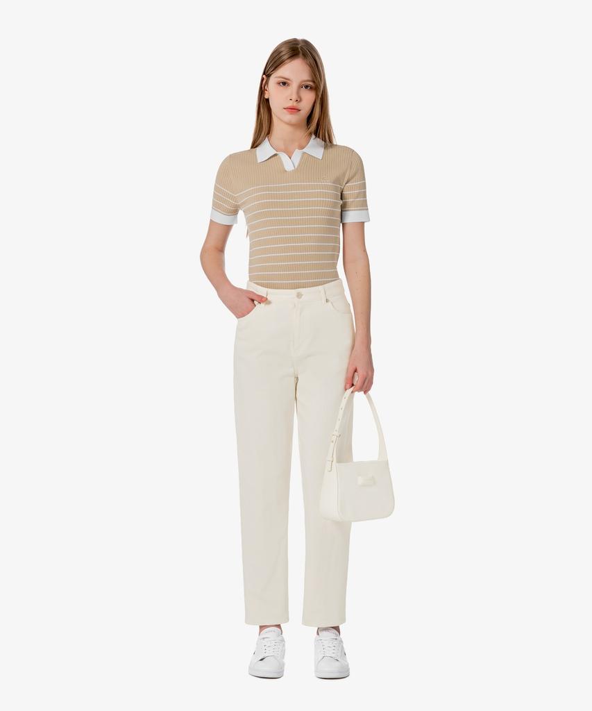LACOSTE Women'S Textured Striped Polo Sweater Af230E-56G 02S