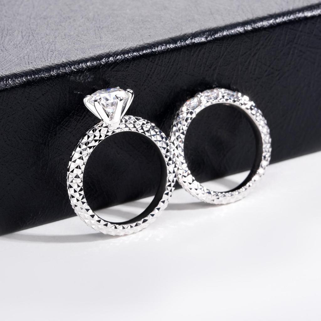 US Region 18K Gold-Plated Moissanite Stackable Ring with 2-Carat Synthetic Carbon Silicon Stone for Women