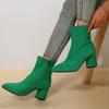 Fashion Large High Heel New Solid Side Zipper Pointed Women's Short Boots