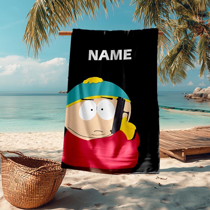 Custom Name Ultra-Soft Beach Towel with South Park Theme,Ideal for Pool - Camping, Diving - Perfect Travel Essential, Vibrant Beach Towel.