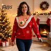 Christmas Sweatshirt with Exposed Breast Print, Long Sleeve Crewneck Pullover for Print Women, Fake Low Cut Boob Pattern Top Xmas Party Lightweight